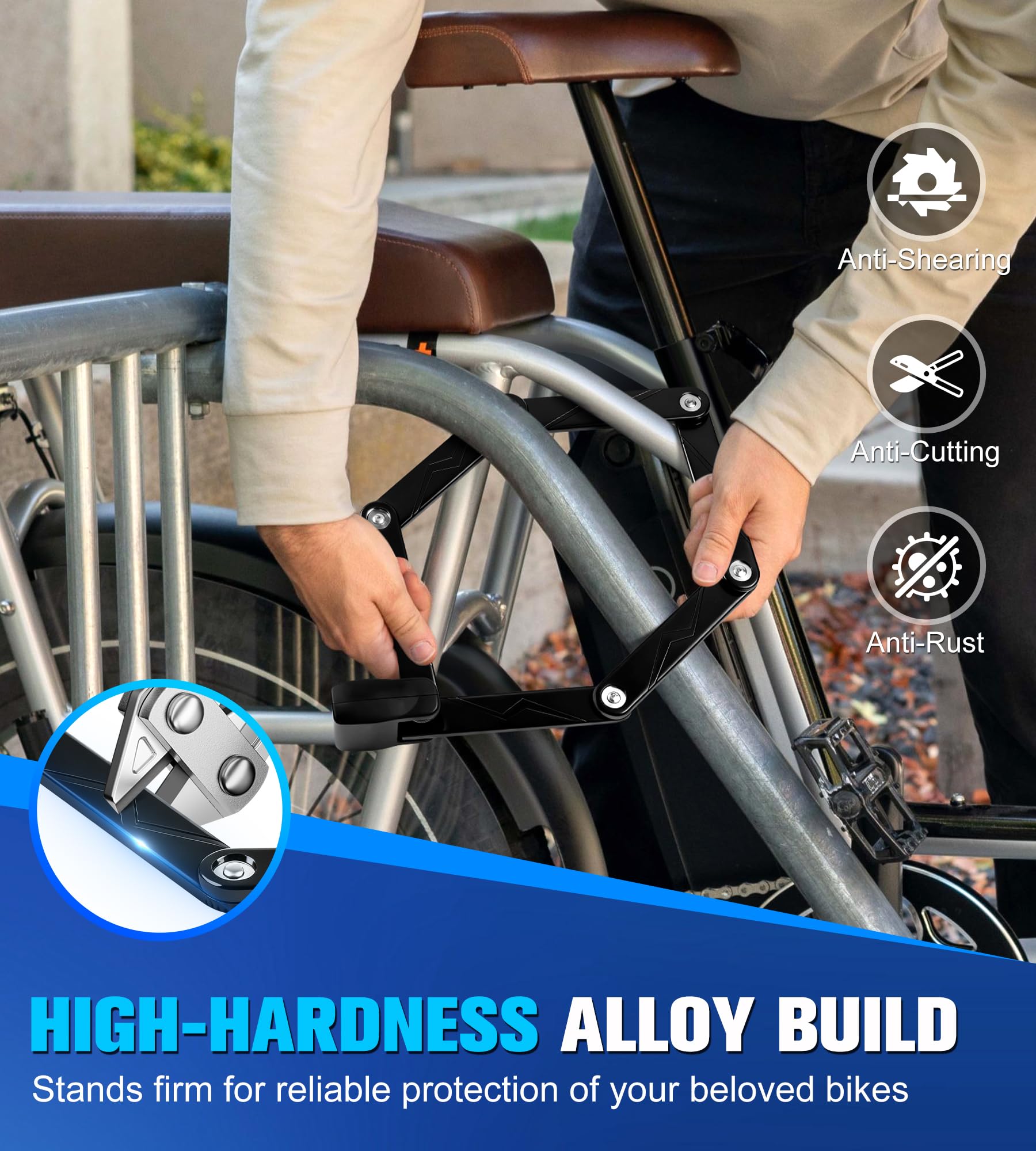 Surplex Veilig vouwslot met houder, lange fietsslot, zeer veilige diefstalbeveiliging van stevig staal, opvouwbaar fietsslot voor e-bike, fiets, motorfiets en mountainbike Surplex Veilig vouwslot met houder, lange fietsslot, zeer veilige diefstalbeveiliging van stevig staal, opvouwbaar fietsslot voor e-bike, fiets, motorfiets en mountainbike