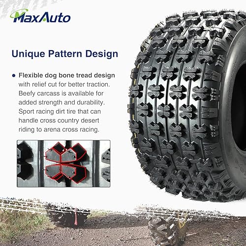 Miniatura 4 de Maxauto Neumáticos deportivos para cuatrimoto, 2 unidades, neumáticos traseros 20X10-9, 20x10x9, 4 capas, 20 10 9, neumáticos para llantas de 9
