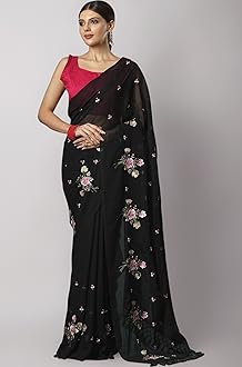 SAREE MALL Women's Chiffon Embroidered Saree With Unstitched Blouse (33KAVI3301_RT_Parent)