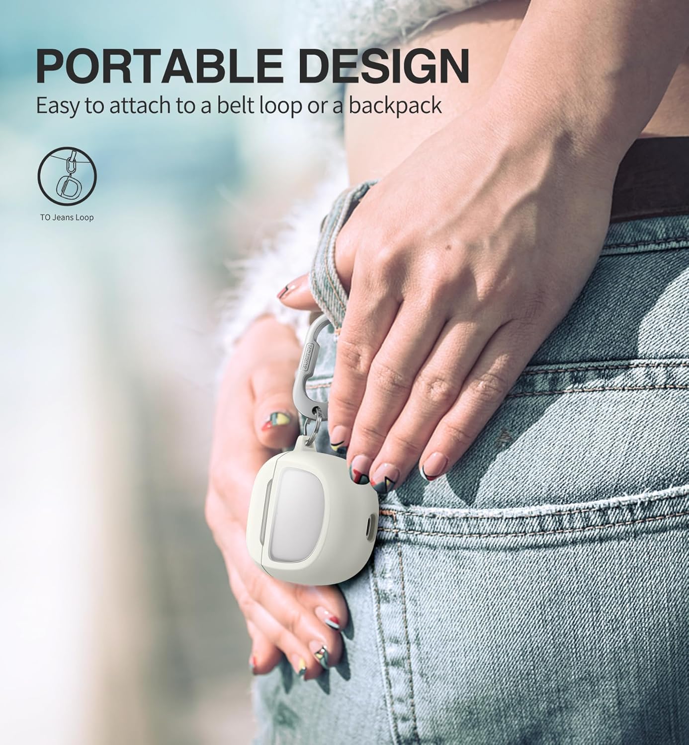 SURITCH Protective Cases for Bose QuietComfort Earbuds II 2022 / QuietComfort Ultra/Ultra Earbuds 2nd Gen, Shockproof Case Cover for Bose QC ii 2 & Ultra Case Accessories with Carabiner, White - Image 5