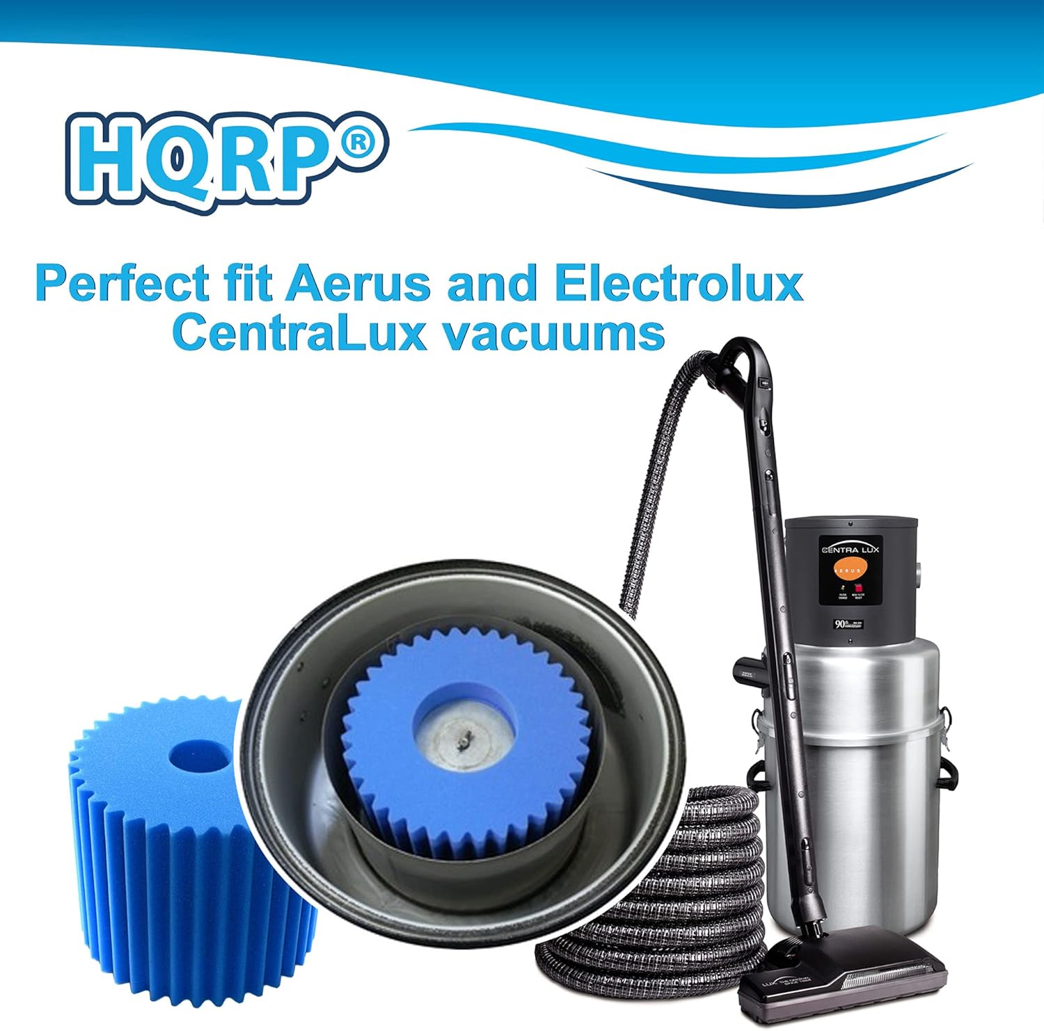 HQRP Blue Foam Filter (7" x 8 1/2") Compatible with Electrolux Aerus Centralux Central Vacuums E130 E130A E130B E130F E130G E130J 1590 1590A 1561 1569 1580 1584 : Home & Kitchen