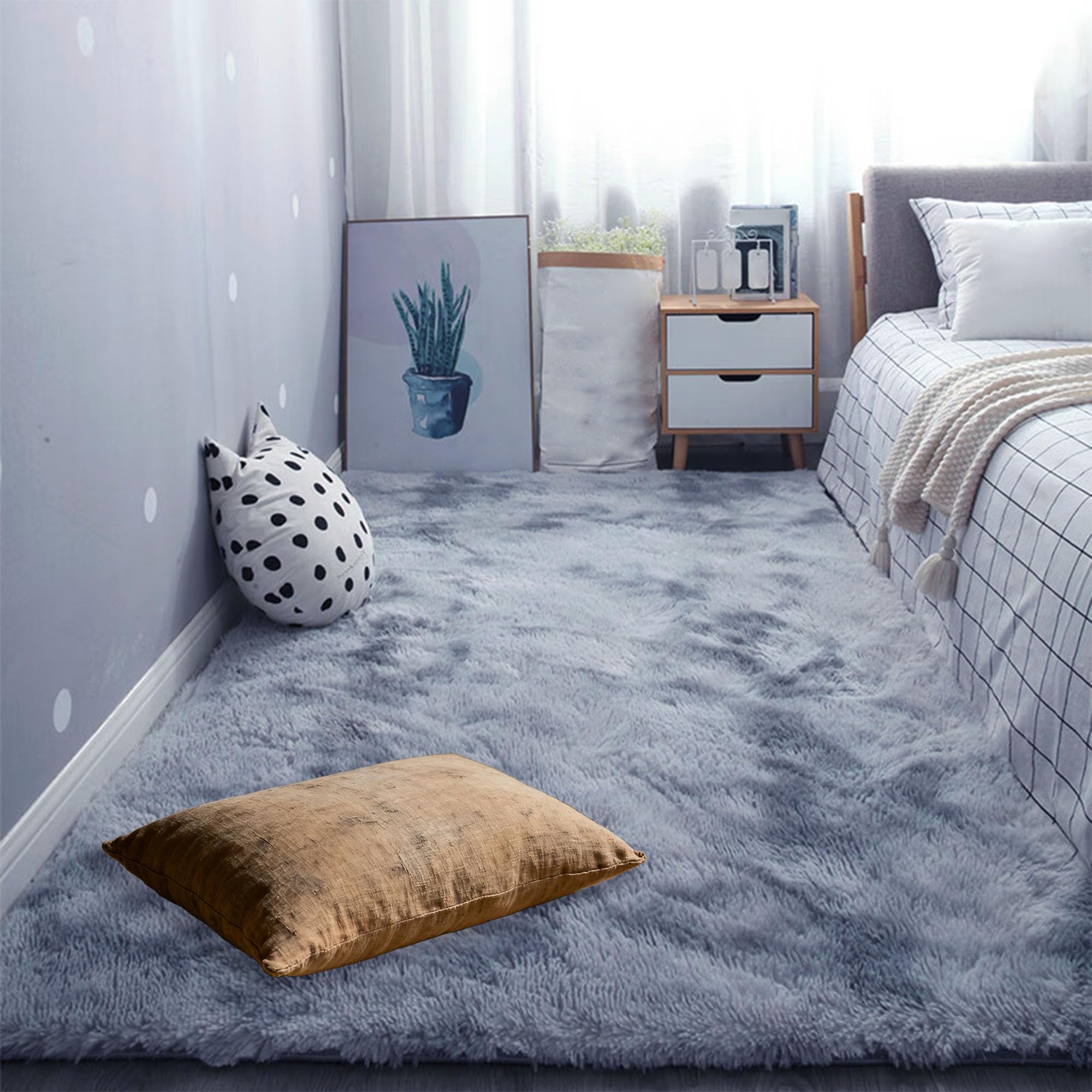 Tapis salon moderne lavable gris clair 200x320 moquette chambre