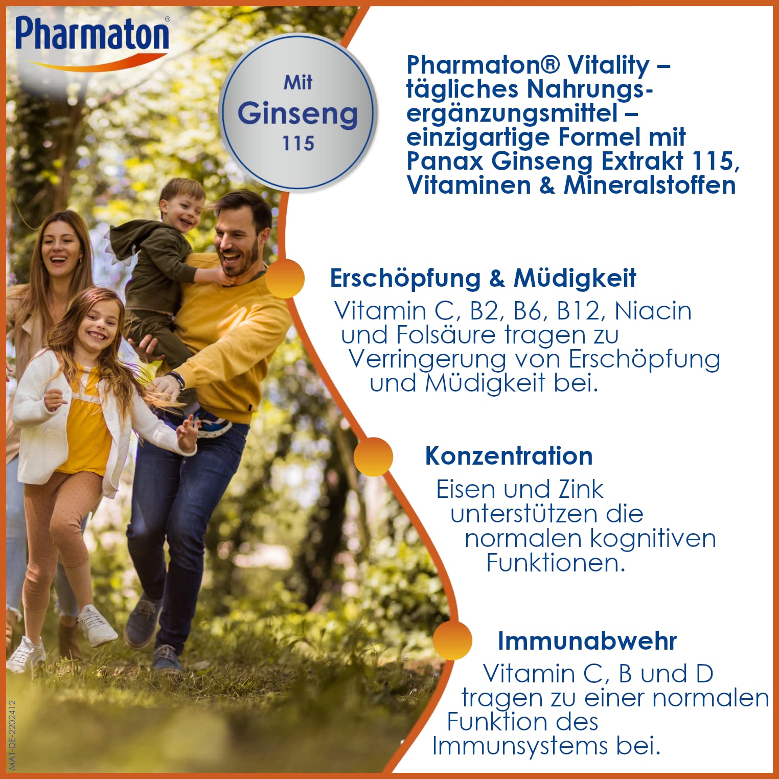 Pharmaton Vitality | 200 Tabletten | Mit Ginseng G115, B-Vitaminen, Zink & Eisen | Unterstützt Vitalität* und Wohlbefinden**