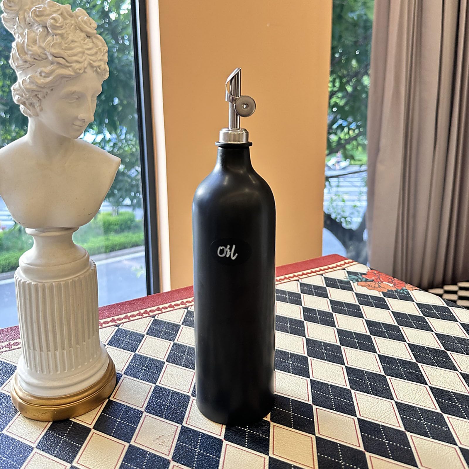 Dispenser di olio in ceramica di alta qualità con beccuccio in acciaio inox antiruggine, ideale per aceto e condimenti liquidi, dispenser di olio in ceramica