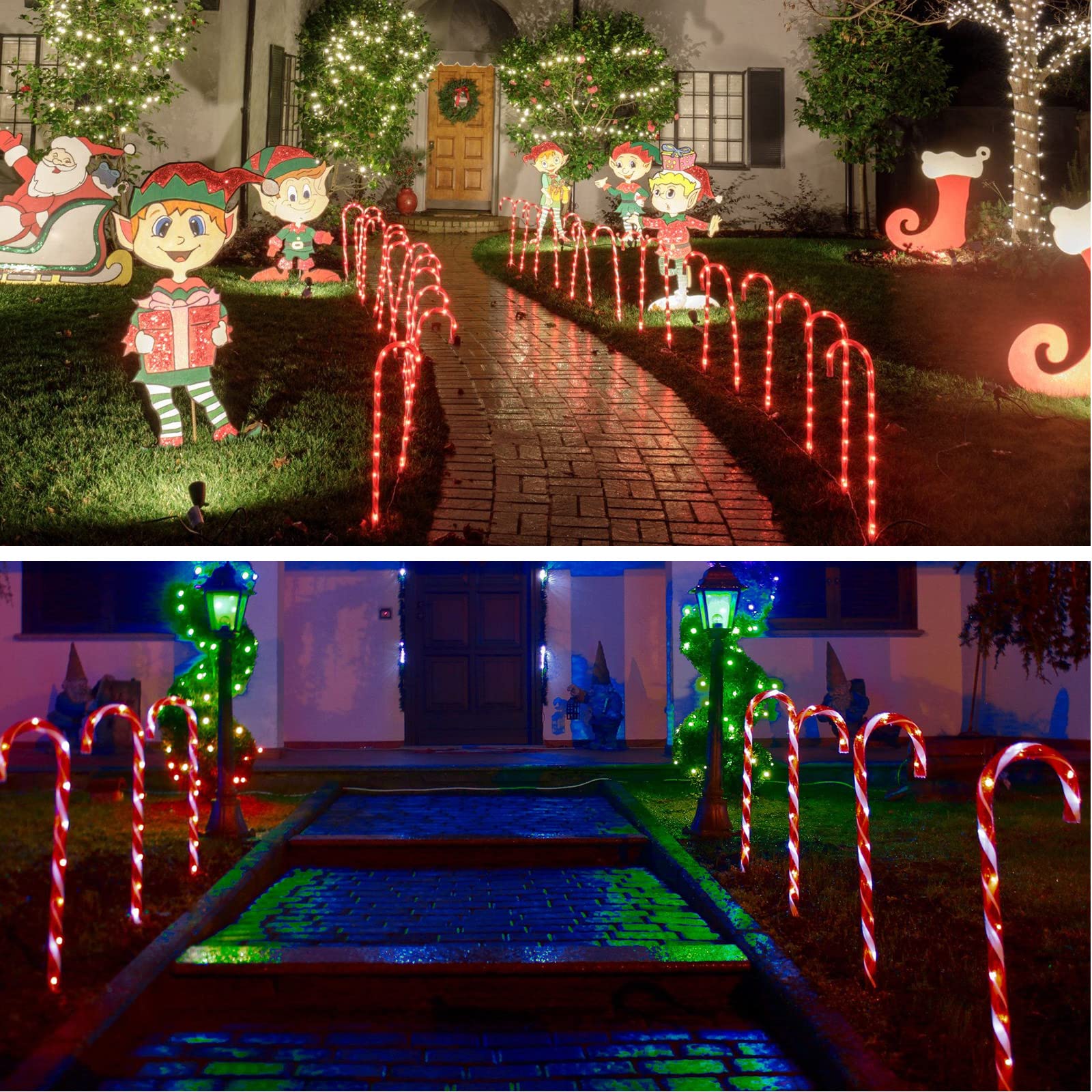 LINYAN-24-Pack Upgraded Solar Christmas Candy Cane Lights, Solar