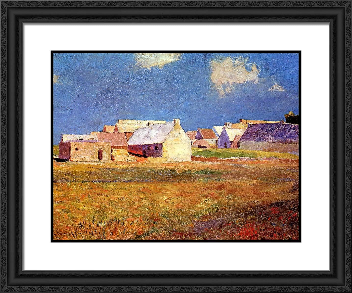 ArtDirect Redon, Odilon 24x20 Black Ornate Framed Art Print with Double Matting Titled: Breton Village