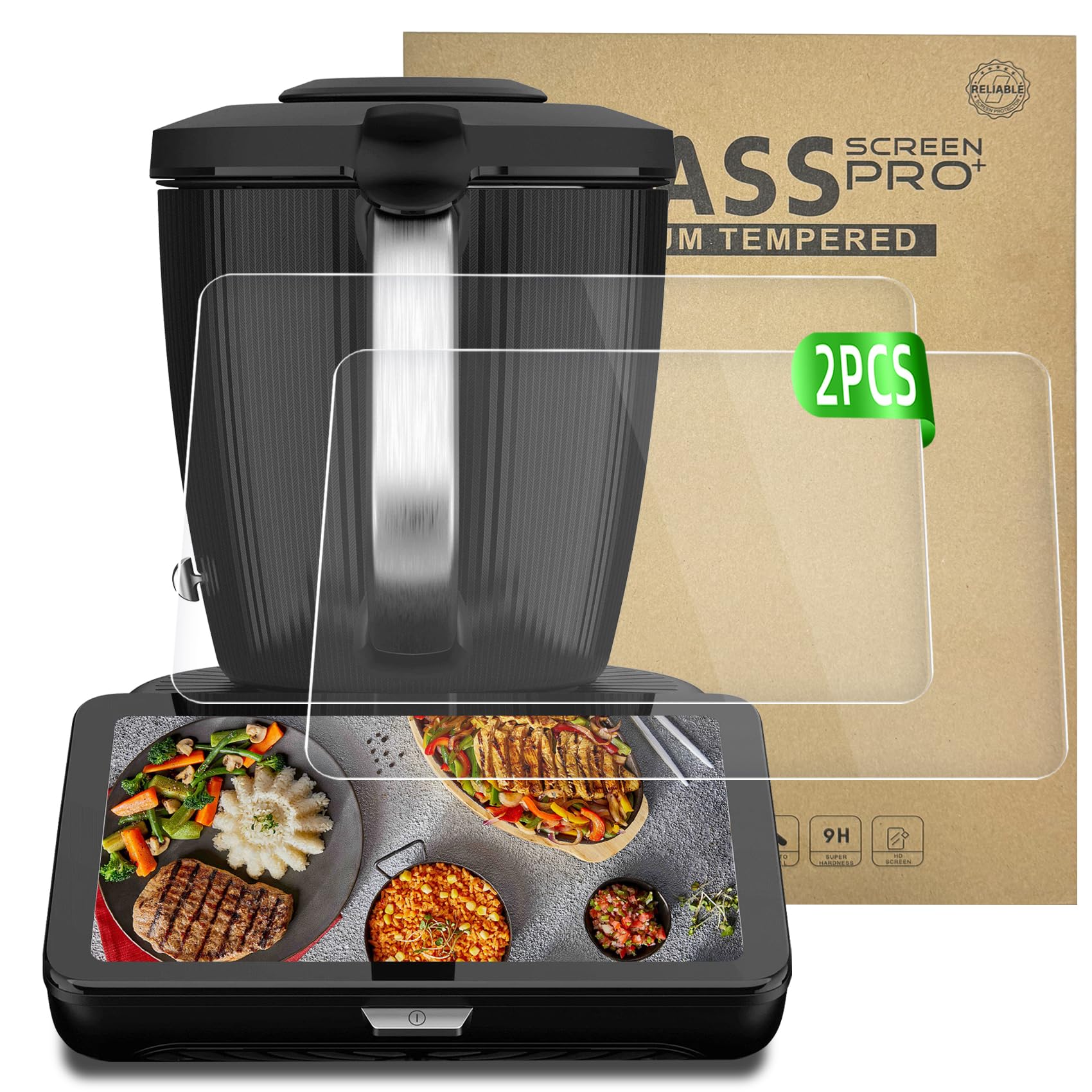 Displayschutzglas für Thermomix TM7 2 Stück, Schutzfolie Display aus Gehärtetem Glas 9H, Ultra-klar/Anti-Kratzer/Anti-Fingerabdruck/Blasenfreie Montage, Passgenaues Schutzglas Zubehör fürs TM7 Display