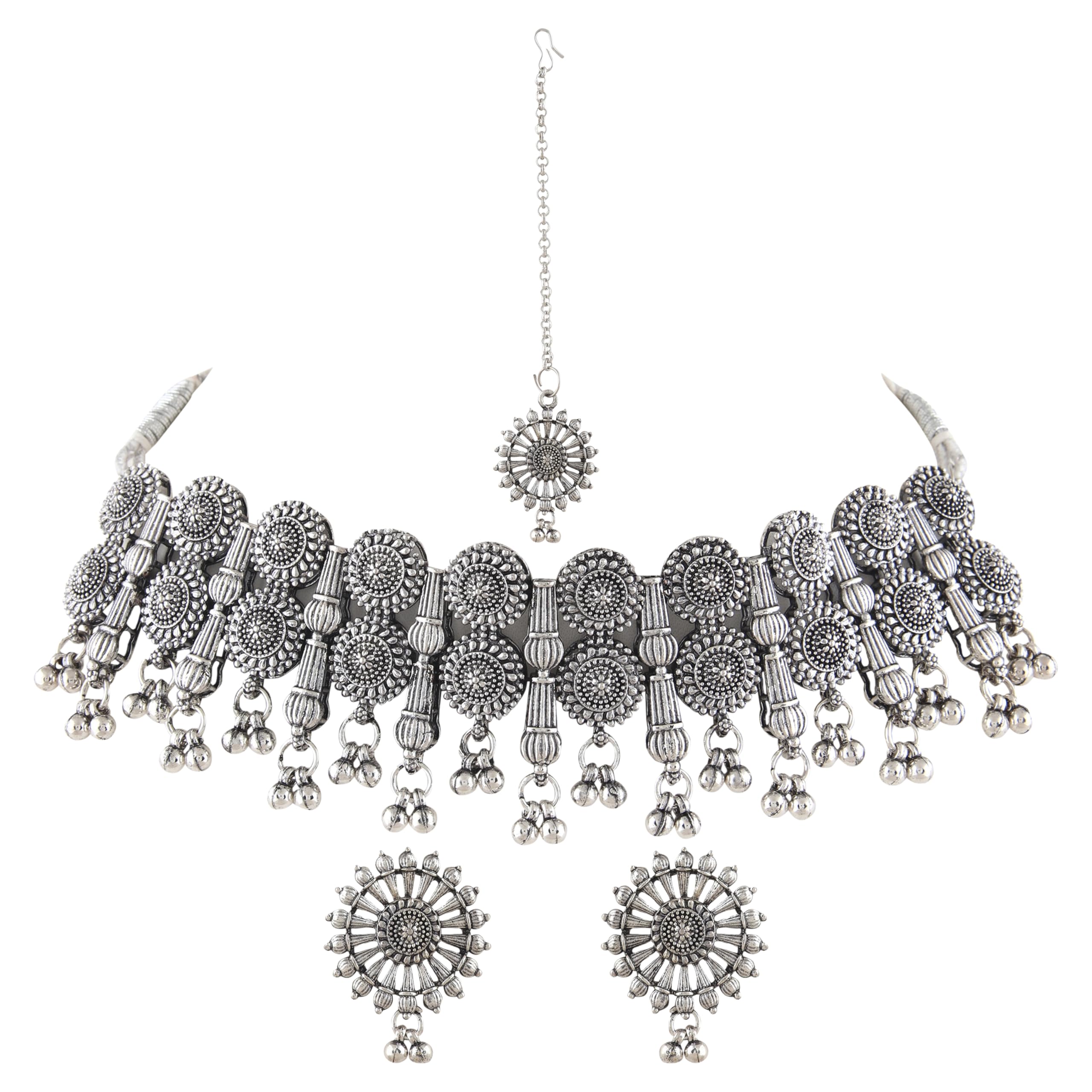 ANVIK Oxidized Traditional Latest Fashion Choker Necklace with Earrings and Maang Tikka Jewellery Set for Women and Girls (STYLE 4) (B0CLRZ4DCN) Amazon Price History, Amazon Price Tracker