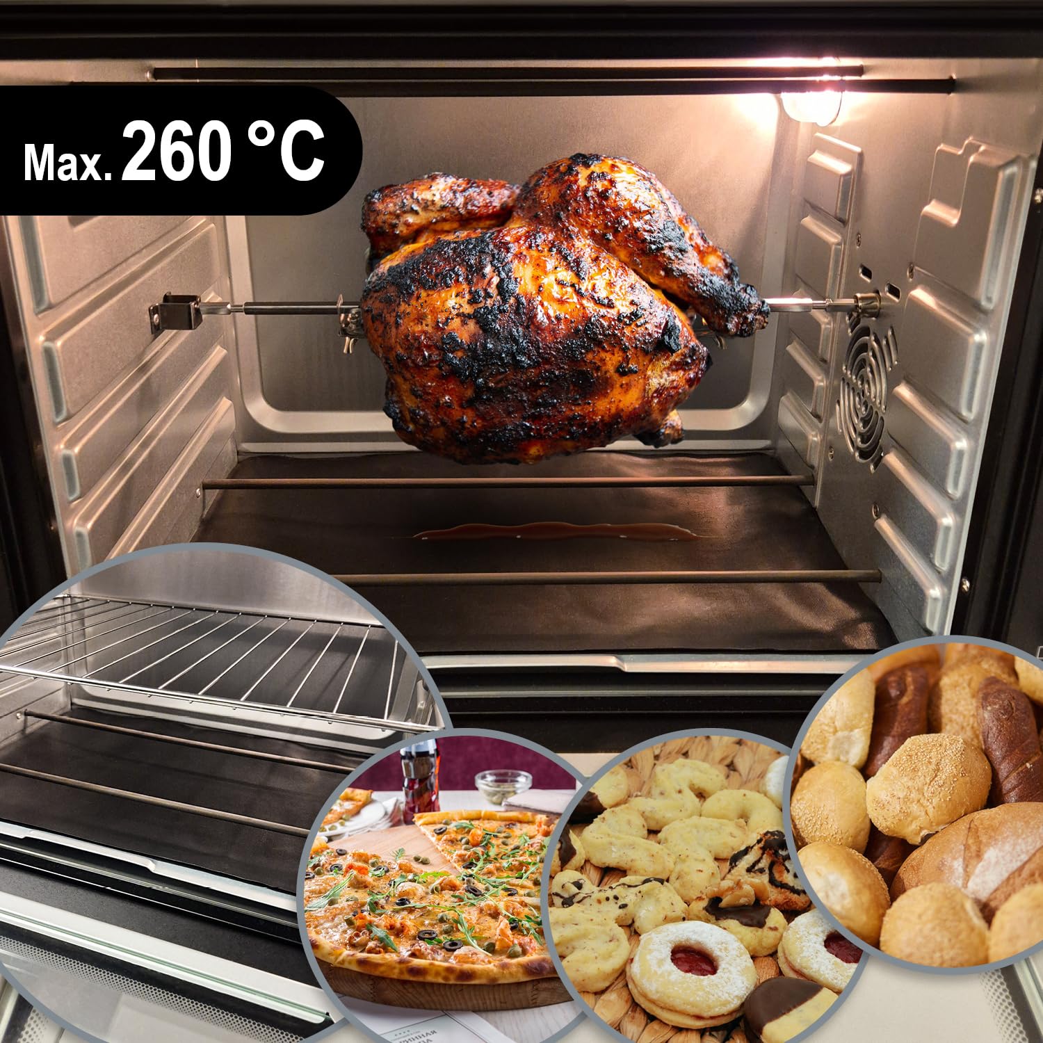 COM-FOUR® 2x Papier do pieczenia wielokrotnego uzytku - do piekarnika do 260°C - folia do pieczenia z obustronna powloka nieprzywierajaca - 33 x 40 cm (czarny)