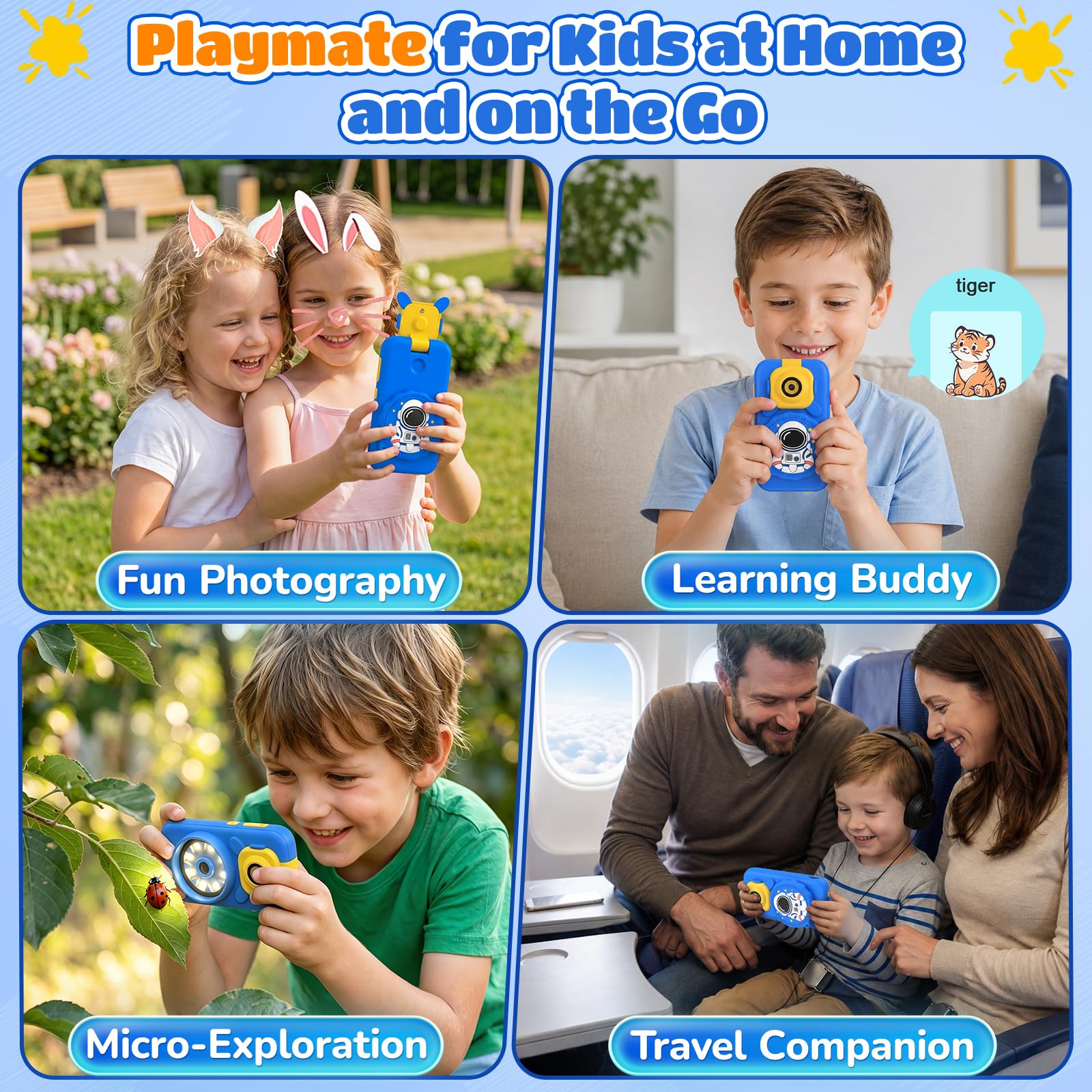 Smart Phone giocattolo per bambini per ragazzi: telefono cellulare con fotocamera flip a 180° e obiettivo microscopio, touchscreen da 2,8", ABC educativo, musica, giochi, scheda da 32 GB, per bambini
