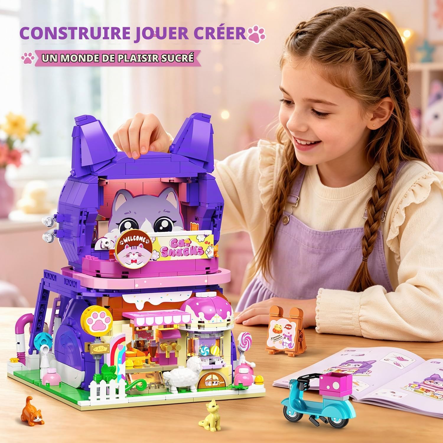 PLAXSOON Friends Maison Chat avec Lumière pour Filles 8-12+
