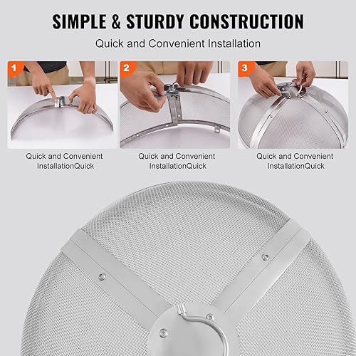 Miniatura 5 de Rejilla redonda para fogata de 27 pulgadas, cubierta de metal de acero resistente reforzada, tapa para fogata al aire libre, tapas de pantalla