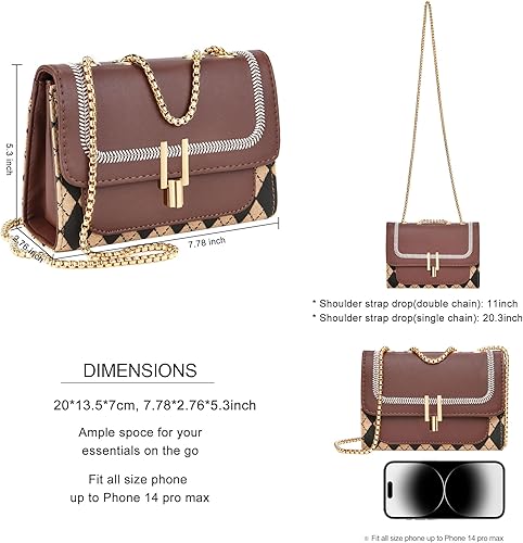 Miniatura 3 de UTOTEBAG Bolsos cruzados para mujer, bolso pequeño de piel sintética, bolso de hombro de moda, bolso de noche con correa de cadena