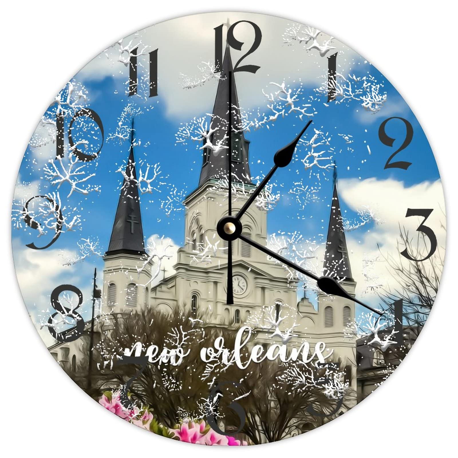 Horloge de la Nouvelle-Orléans en bois : cadeau rétro idéal et silencieux