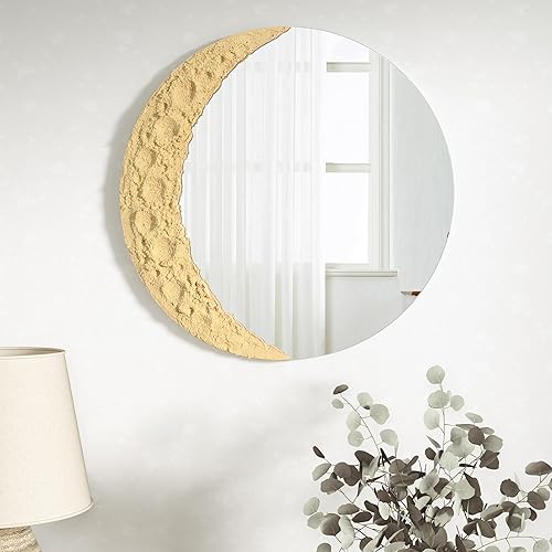 Espejo decorativo redondo sin marco, para decoración de pared, para baño, sala de estar, dormitorio, pasillo, entrada, forma moderna y elegante