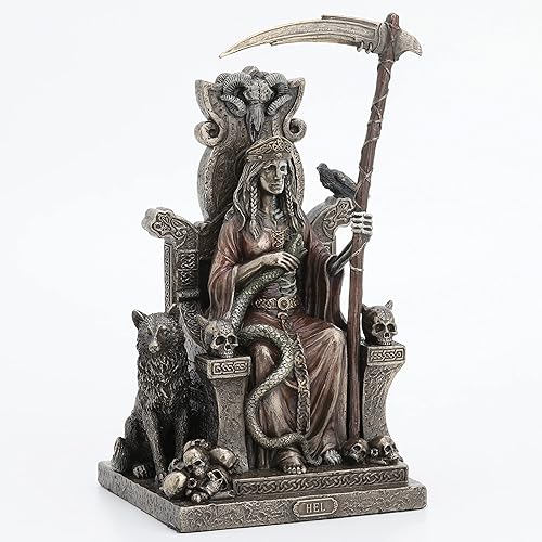 Miniatura 3 de Veronese Design Escultura de resina fundida en frío Hel, la diosa nórdica de Helheim de 9 pulgadas de alto, acabado de bronce antiguo, decoración de