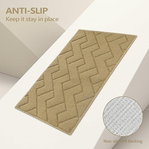 Miniatura 3 de hicorfe Juego de alfombras y tapetes de cocina, 2 piezas de polipropileno súper absorbente, tapete antideslizante de polipropileno suave, cómodo,