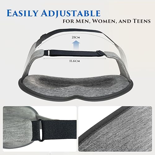 Miniatura 6 de Máscara de ojos ponderada para dormir, máscaras de ojos para dormir con correa ajustable, extensiones de pestañas para mujeres y hombres, contorno