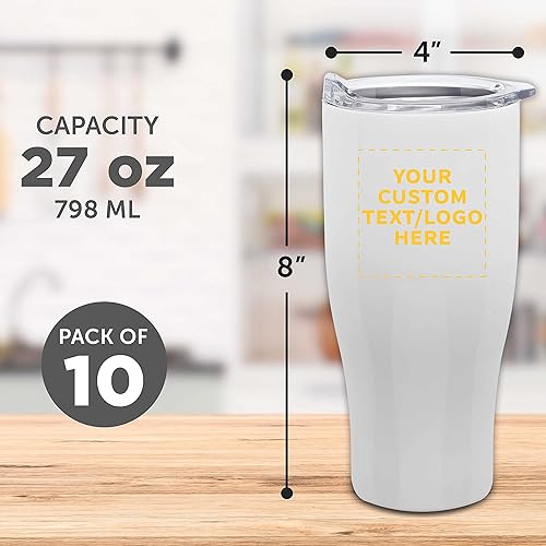 Miniatura 5 de Tazas de viaje personalizadas de acero inoxidable de 27 onzas, juego de 10, paquete personalizado a granel  Perfecto para café, refrescos, otras
