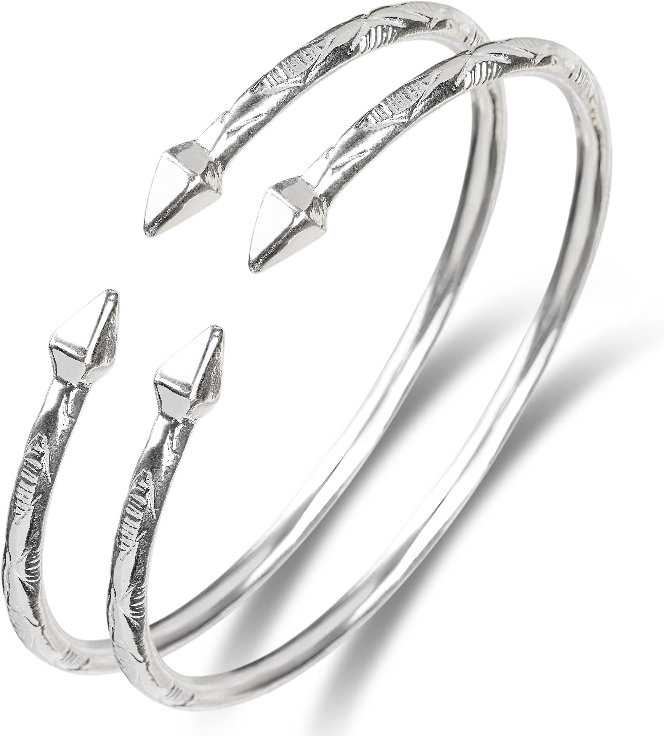 Pyramid .925 Sterling Silver West Indian Bangles, Made in the Usa, 1 pair