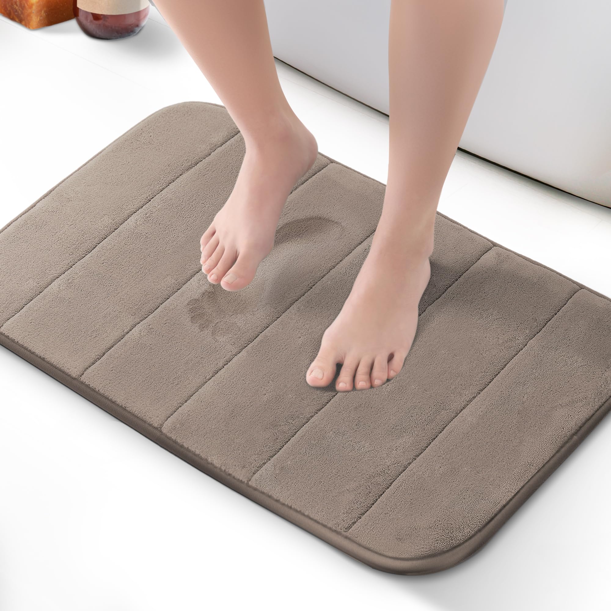 Keplin Memory Foam Bath Mat - Ultra-Soft - Highly Absorbent - Beige - 40x60cm