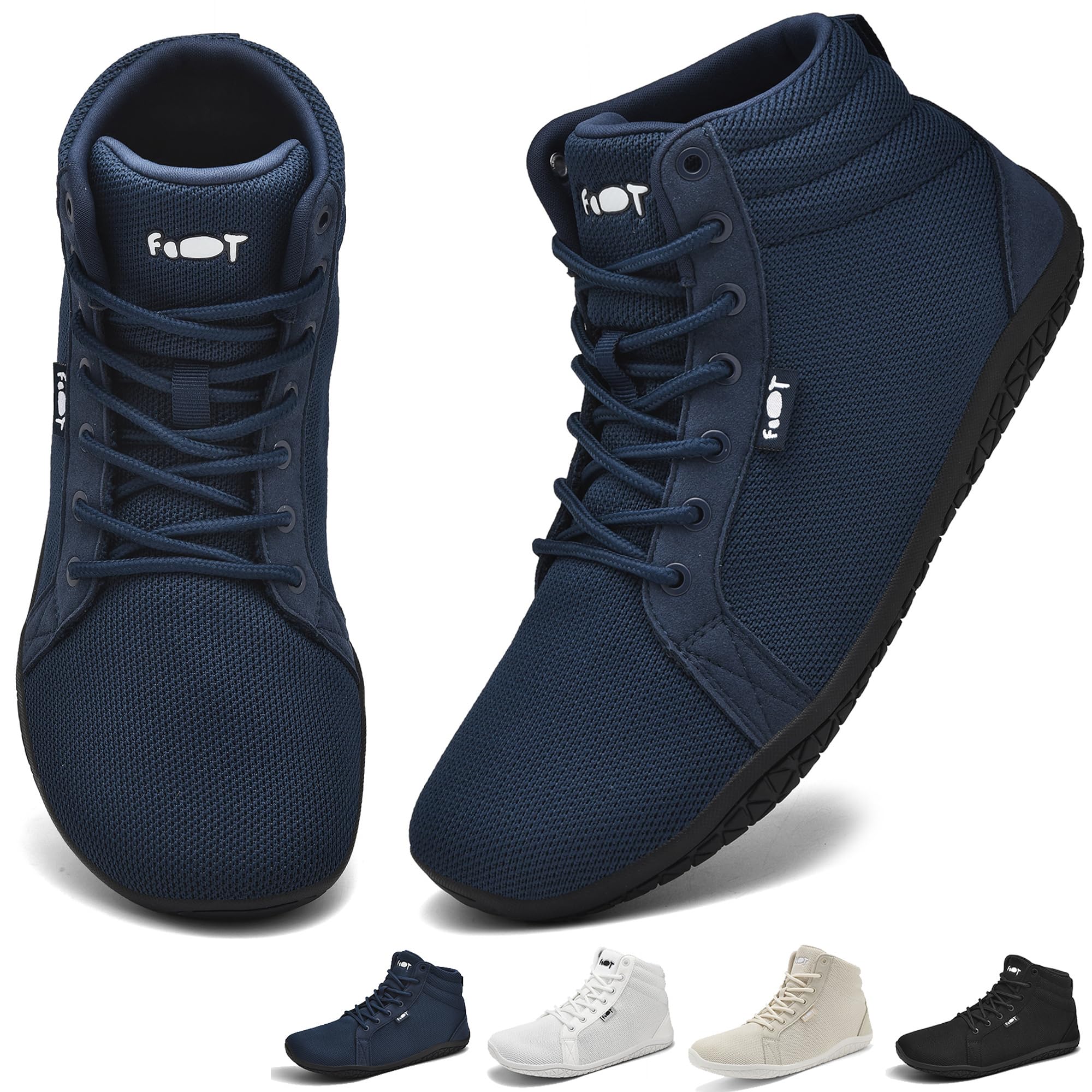 Geweo Barfußschuhe Damen Herren Hi top Sneaker Barfuss Schuhe Leicht Breite Minimalistische Walking Zehenschuhe Zero Drop Sohle Unisex Trail Fitness rutschfest