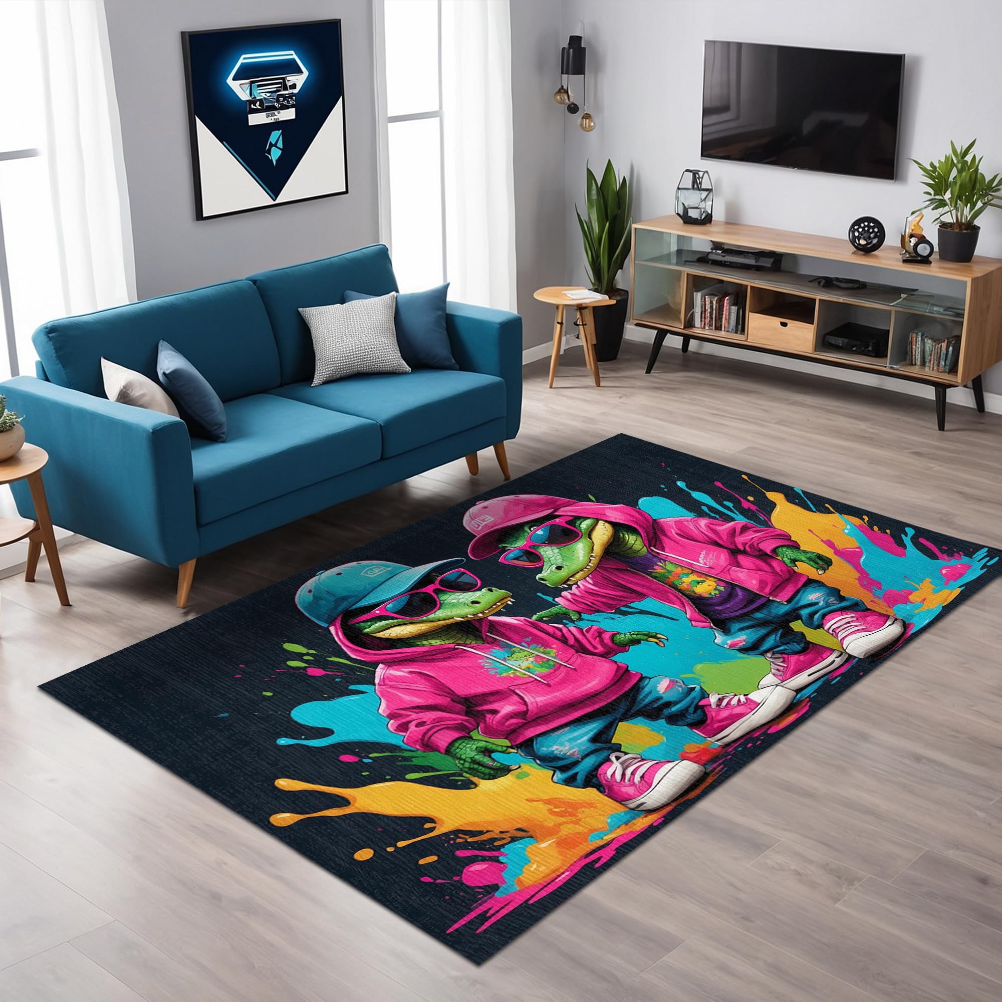 Depoba Cromse Şönil Oyuncu Odası Halısı Kaymaz Pamuk Tabanlı Yıkanabilir Antibakteriyel Gamer, Gaming Halısı 160x230