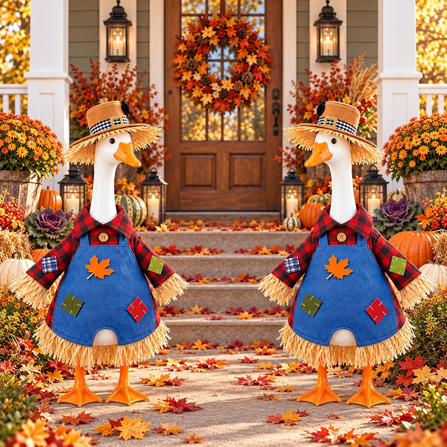 Fall Porch Goose Outfit 23 Inch Scarecrow Goose Clothes for Outdoor Decor