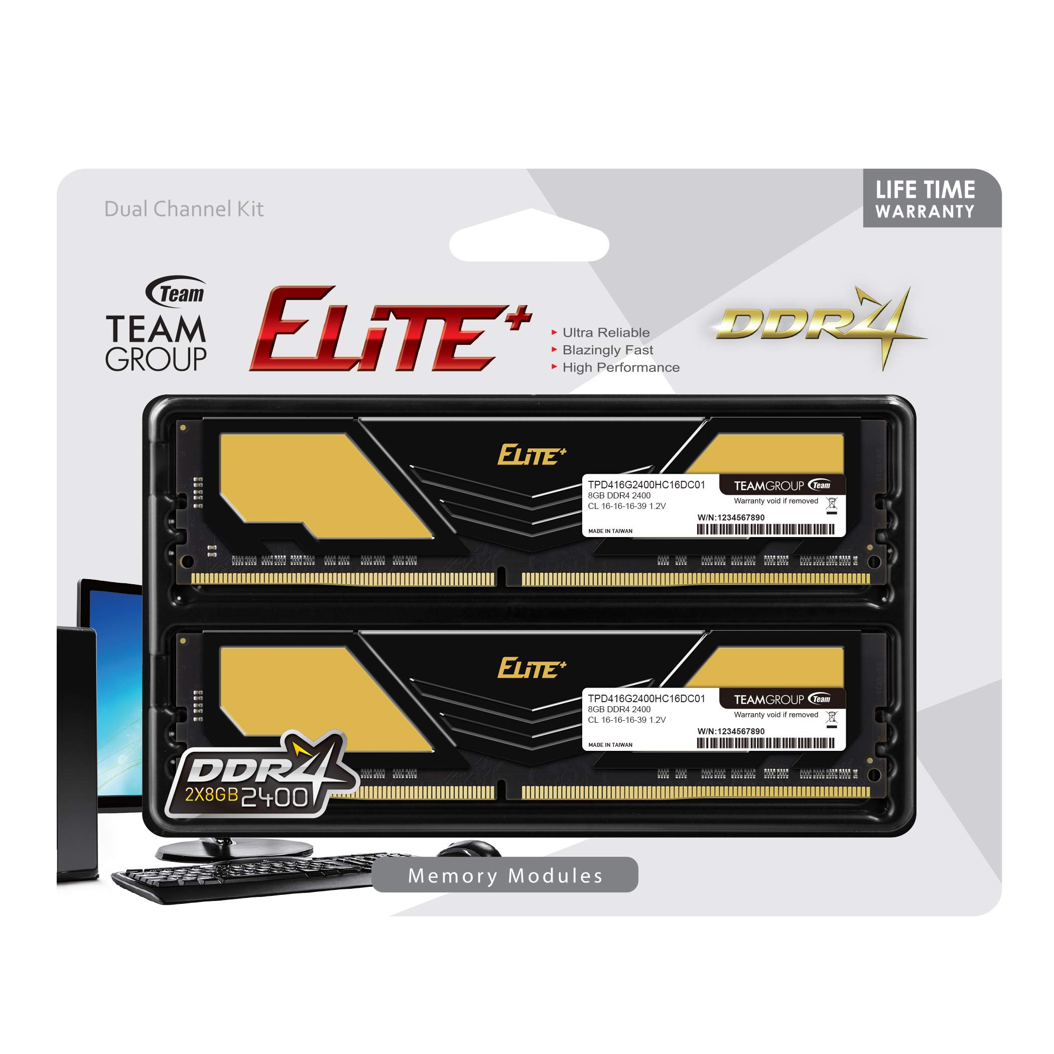 TEAMGROUP Elite Plus DDR4 16GB Kit (2x8GB) 2400MHz PC4-19200 CL16 