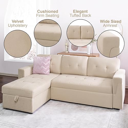 Miniatura 7 de Naomi Home Transforma cualquier espacio sofá seccional con sofá cama convertible y diván acogedor. Encuentra la comodidad tranquila con el diseño