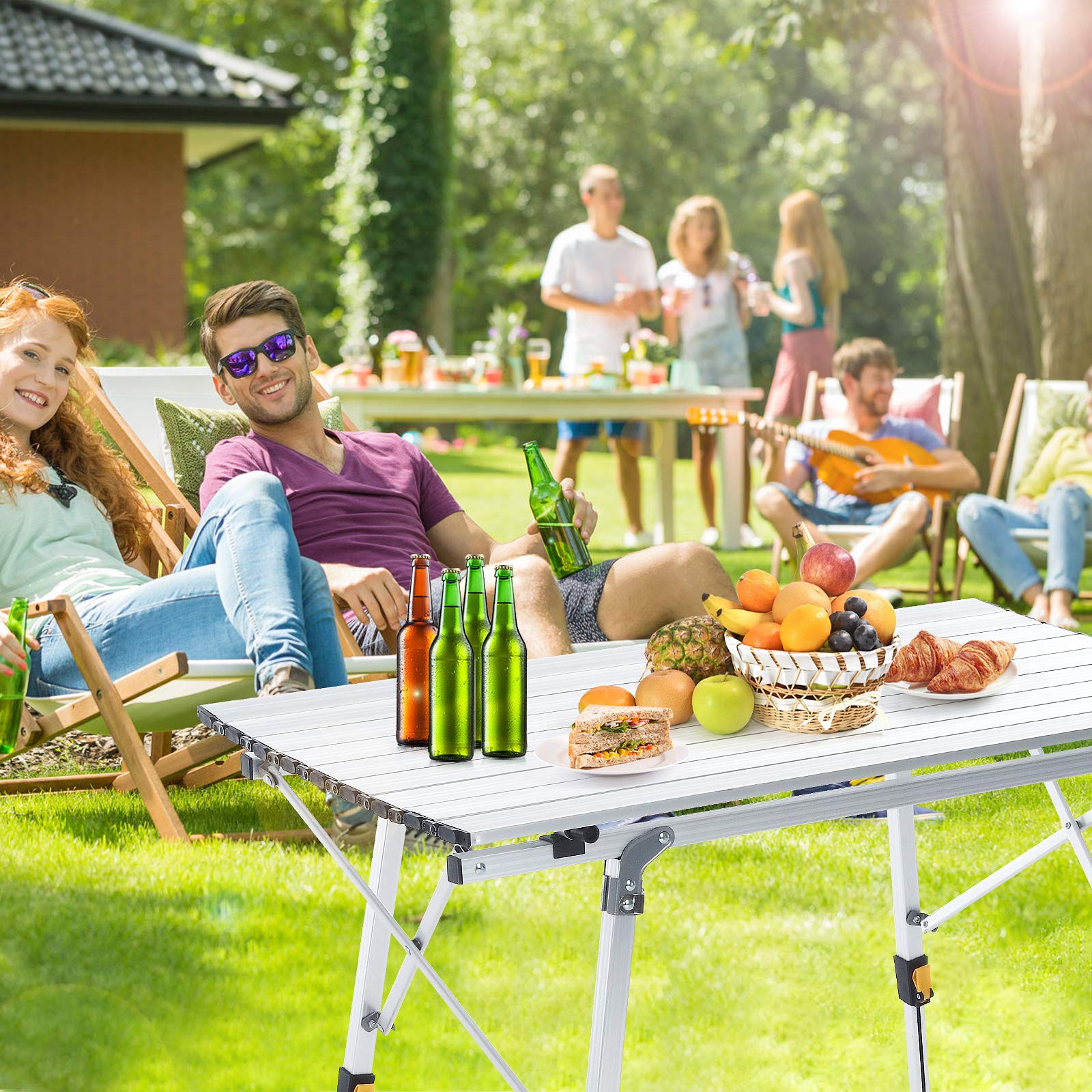 Table De Camping Pliable Ronde Portable Milisten - Hauteur Réglable Pour Randonnée Pique-Nique Barbecue