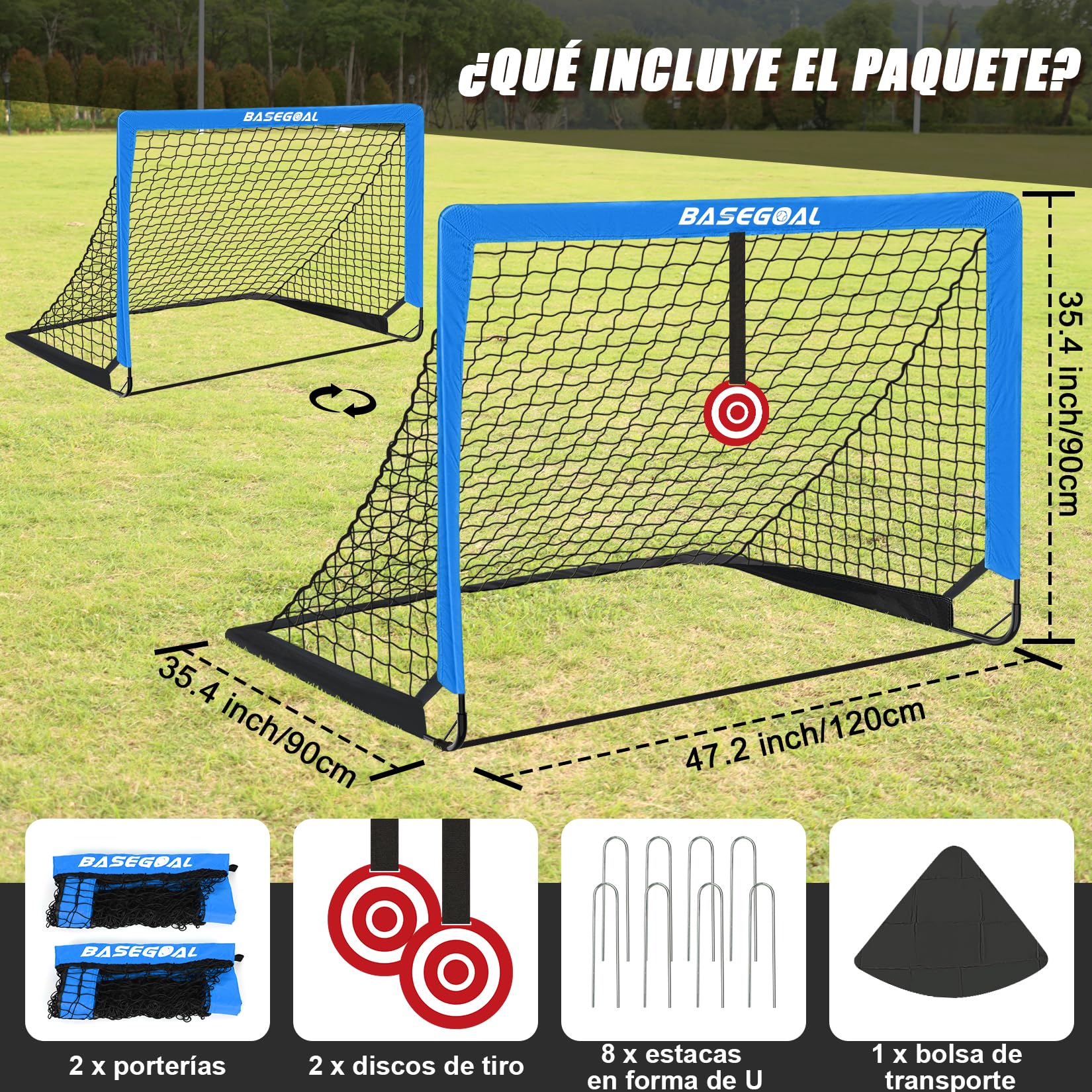 Porta da Calcio Pieghevole 120x90 cm per Bambini, Porte da Giardino con Borsa