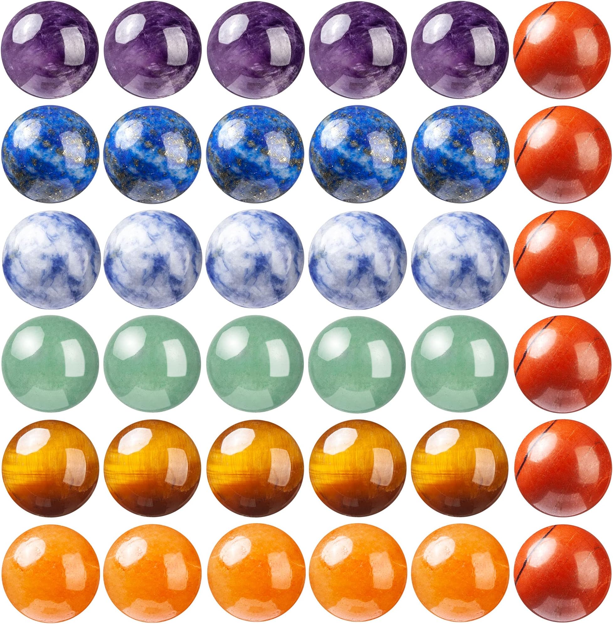 100Pcs Natural Stone Beads 8mm Chakra Round Gemstone Loose Beads with Elastic Bracelet String for Bracelets Necklace Jewelry Making