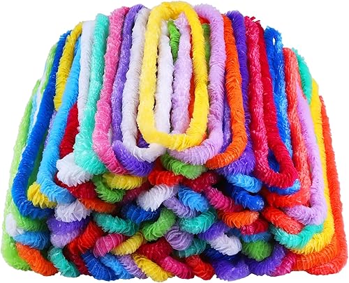 Elcoho 36 piezas de Leis de plástico a granel en colores brillantes Lei collares surtidos decoraciones tropicales para recuerdos de fiesta temática