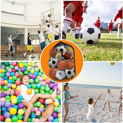 Miniatura 6 de Labreccos Bolsa de malla resistente, organizador de almacenamiento de equipo deportivo para fútbol, baloncesto, voleibol, fútbol, béisbol y natación