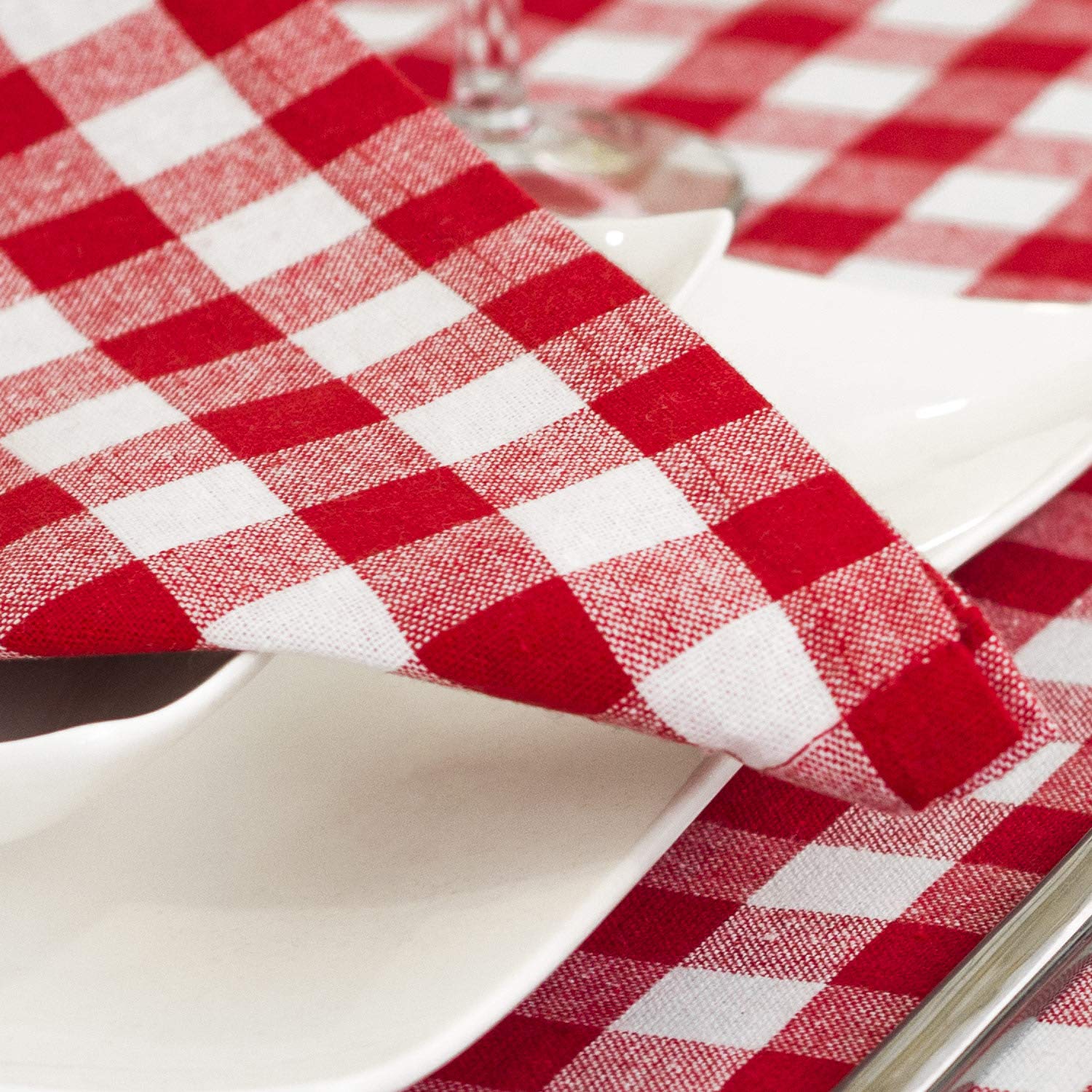BGEUROPE Tovaglioli - 100% cotone - Rosso e bianco - Ref. Pizzaria - 45cm x 45cm (pack 6)