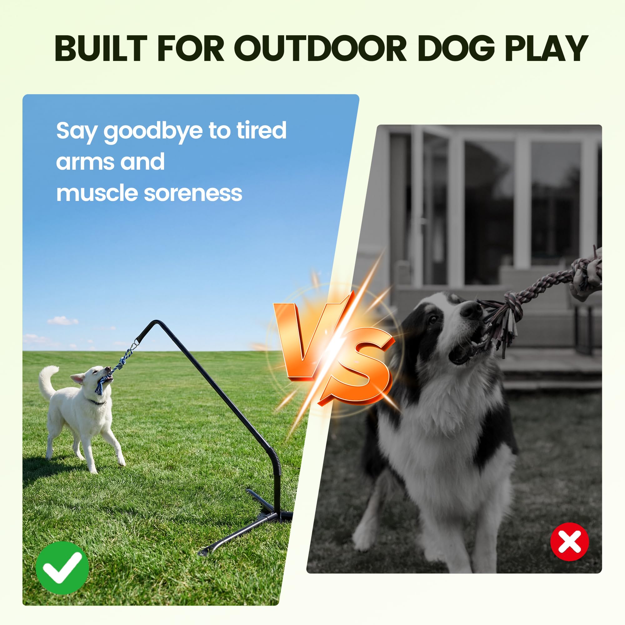 Outdoor Tether Tug Hundespielzeug mit verstellbarer Höhe 63,5 cm - 137,2 cm, interaktives Tauziehspielzeug für kleine bis große Hunde, langlebiges selbstspielendes Hundespielzeug mit 3