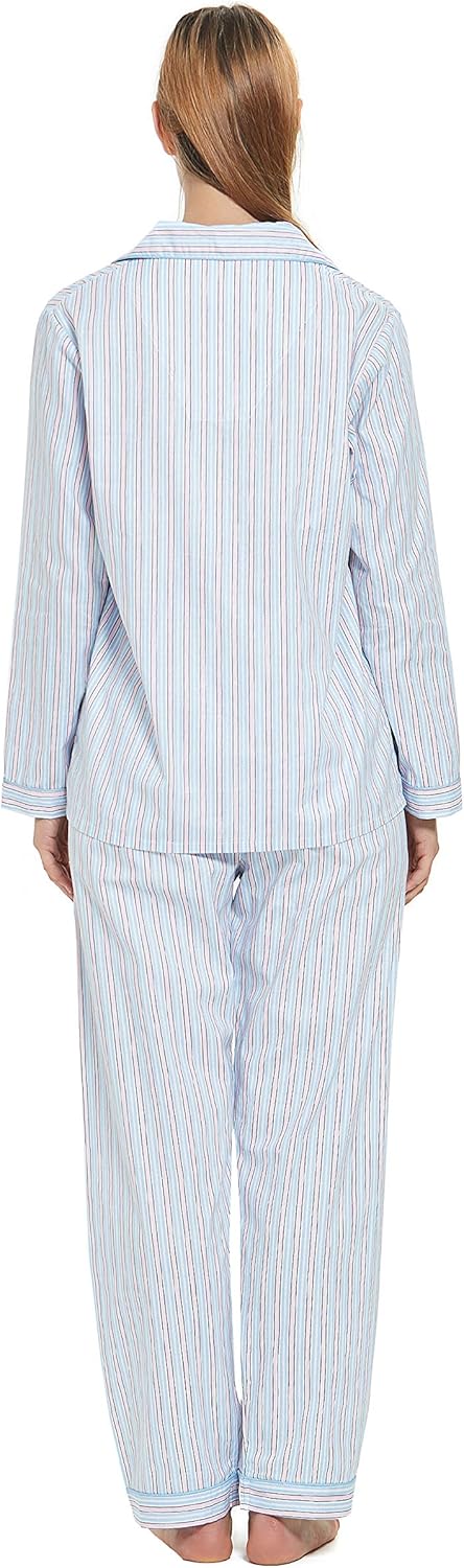 amaxer Women's 100% Cotton Pajama Set Short/Long Sleeved Pants/Shorts Soft Button PJs Elastic Drawstring Waist Sleepwear - Image 6