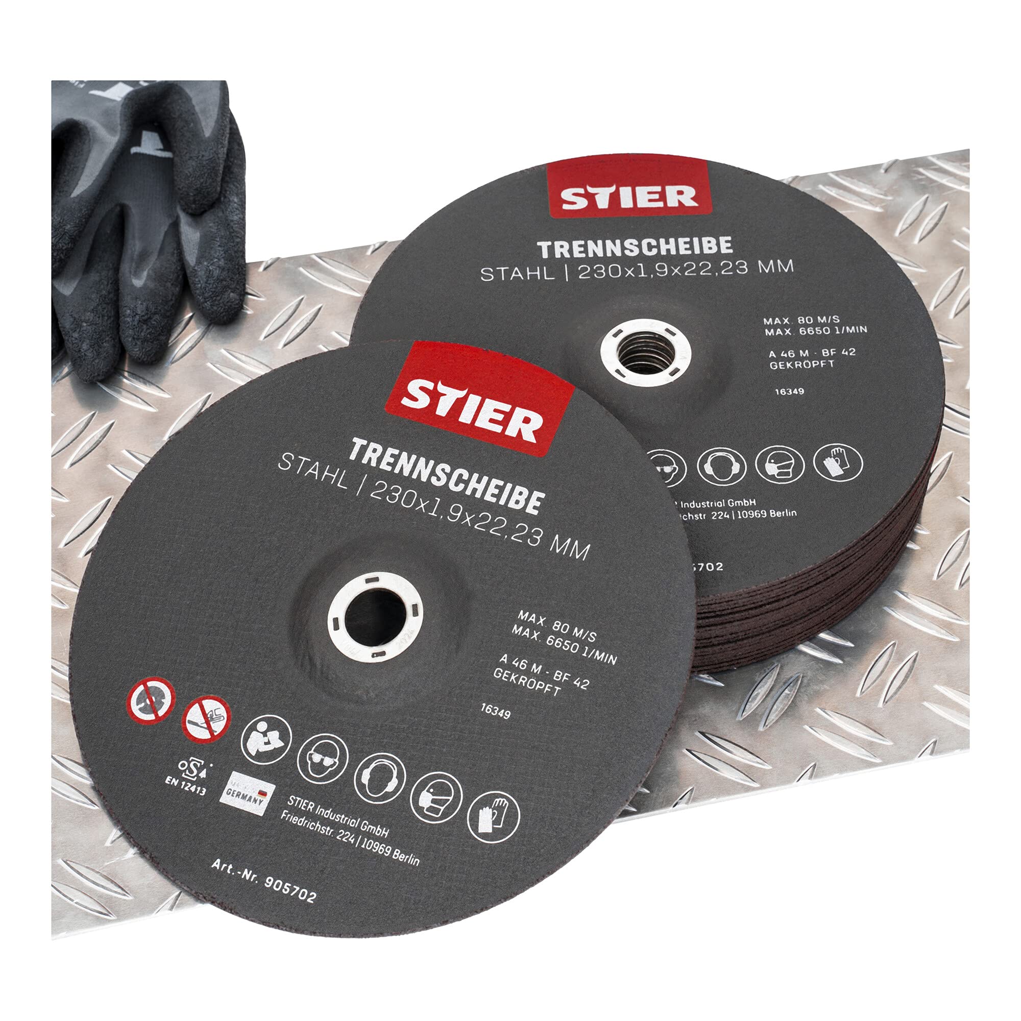 STIER Dischi per troncatura acciaio 230 x 1,9 x 22,23 forma 42 curvati 25 pz.