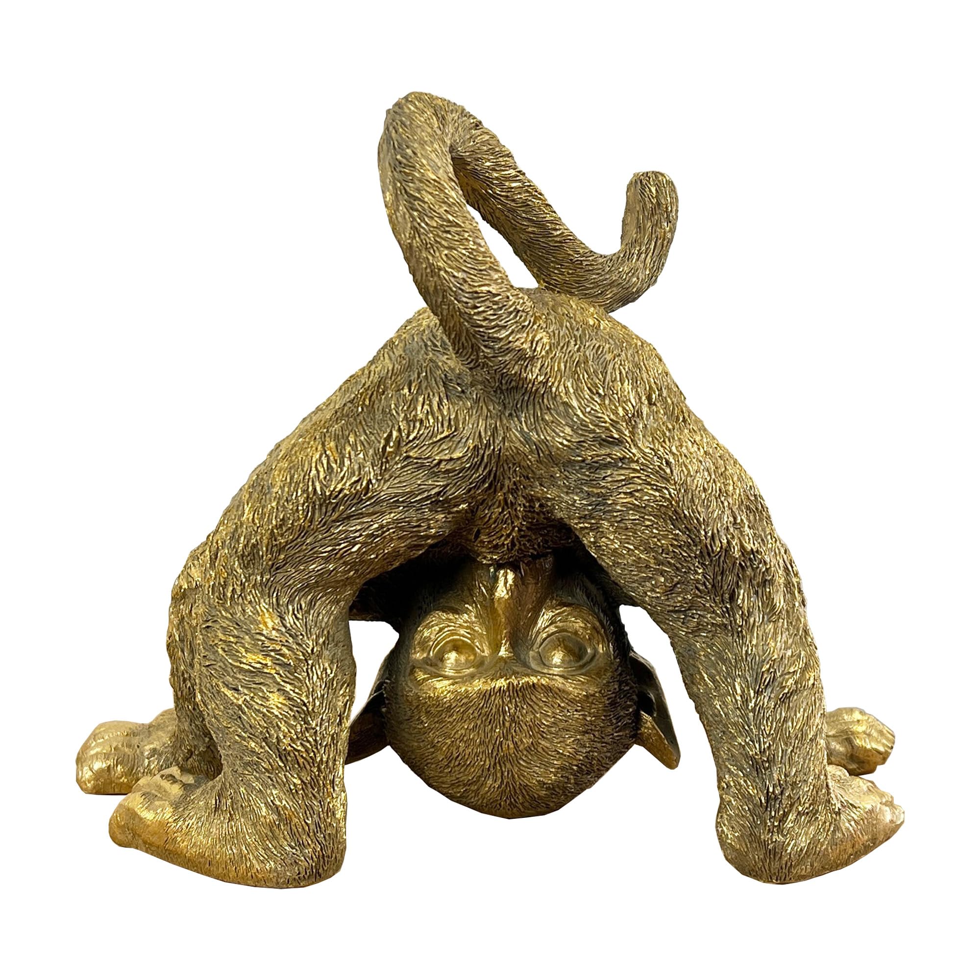 Alfie Francis Men's Gold 20.5Cm Tall Cheeky Monkey Ornat Rude Cleaning Himself Design - Resin