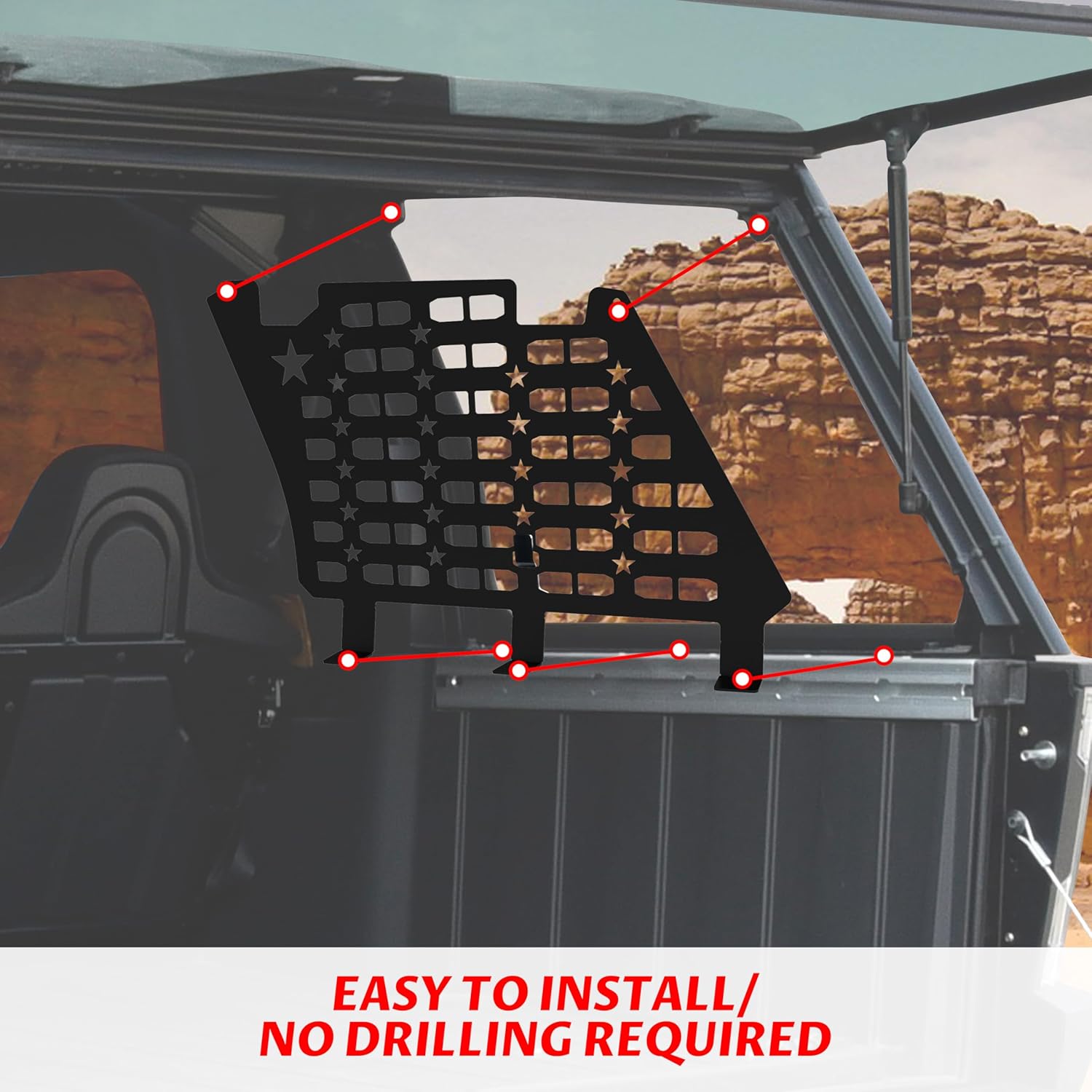 SAUTVS Rear Window Molle Panels for Polaris XPEDITION ADV/ ADV5 2024+, Aluminum Molle Panels of Rear Side Windows for Polaris XPEDITION ADV/ ADV5 2024+ Accessories (One Pair)