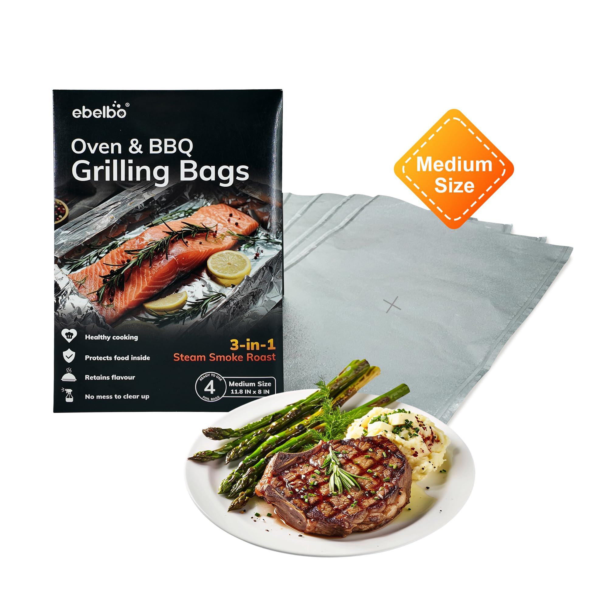 Grillbeutel Aus Aluminiumfolie – 12 Stück, Vorgeschnittene Belüftung, Größen 30x20,3 Cm & 39,4 Cm Lang