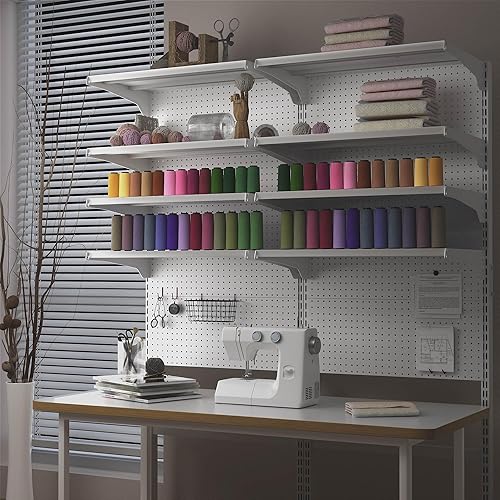 Miniatura 2 de JWX DDB - Estantería de pie para tablero de clavijas, gabinetes blancos de 30 pulgadas para oficina en casa con tablero de clavijas de metal y 15