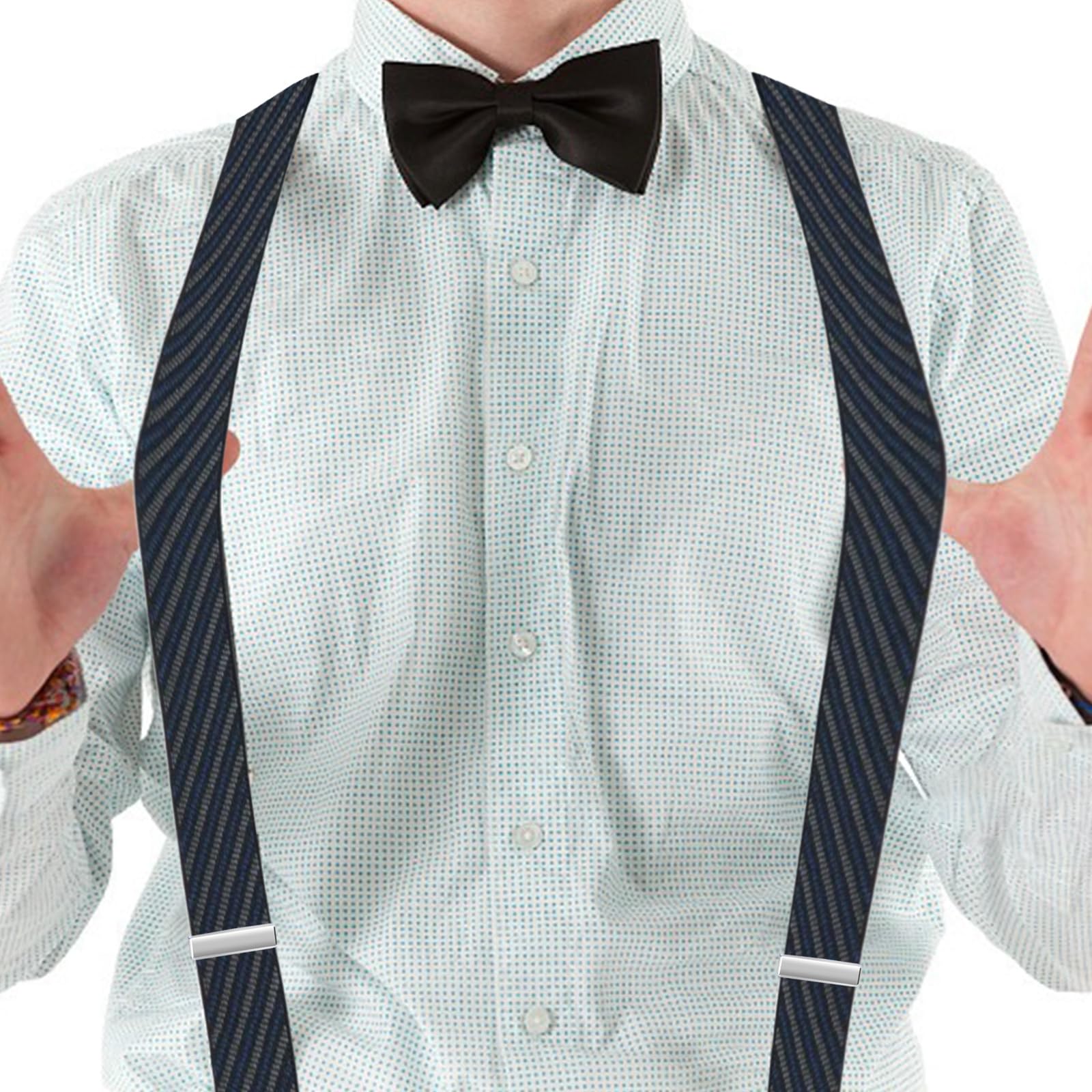 Dresime Bretelle da Uomo per pantaloni con 4 clip forti 4 cm di larghezza, per Uomini e Donne Grandi e alti Larghezza Regolabile di Elastiche e Forma a X Elastica