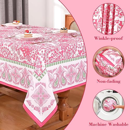 Vista 18 de Yinhua Mantel rectangular azul y blanco de 60 x 84 pulgadas, manteles para mesas rectangulares de 6 pies, mantel al aire libre para fiestas, mantel