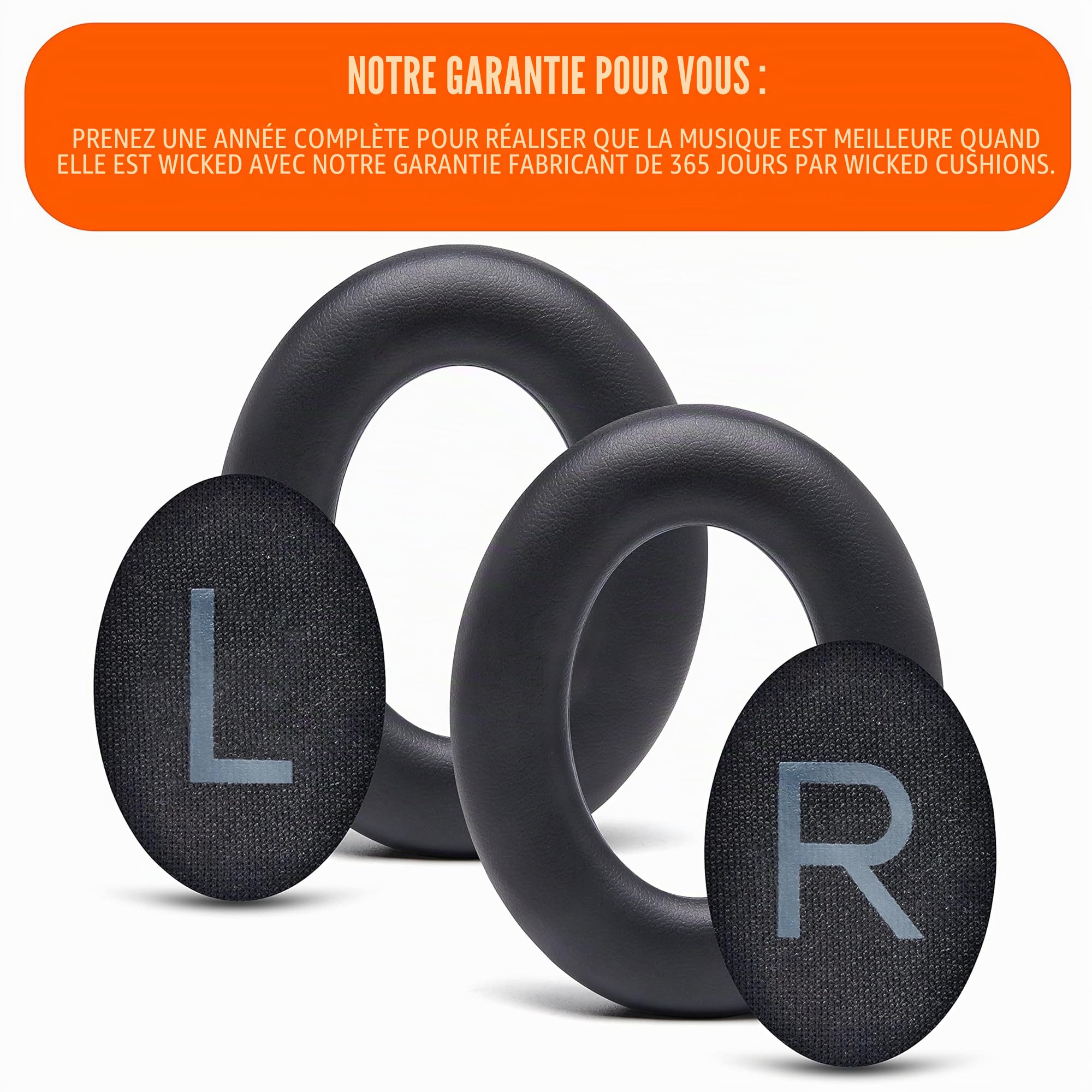 Bose Noise Cancelling 700 (NC700) Coussinets par Wicked Cushions – Cuir Souple, Mousse à mémoire de Forme, Épaisseur Accrue, Noir