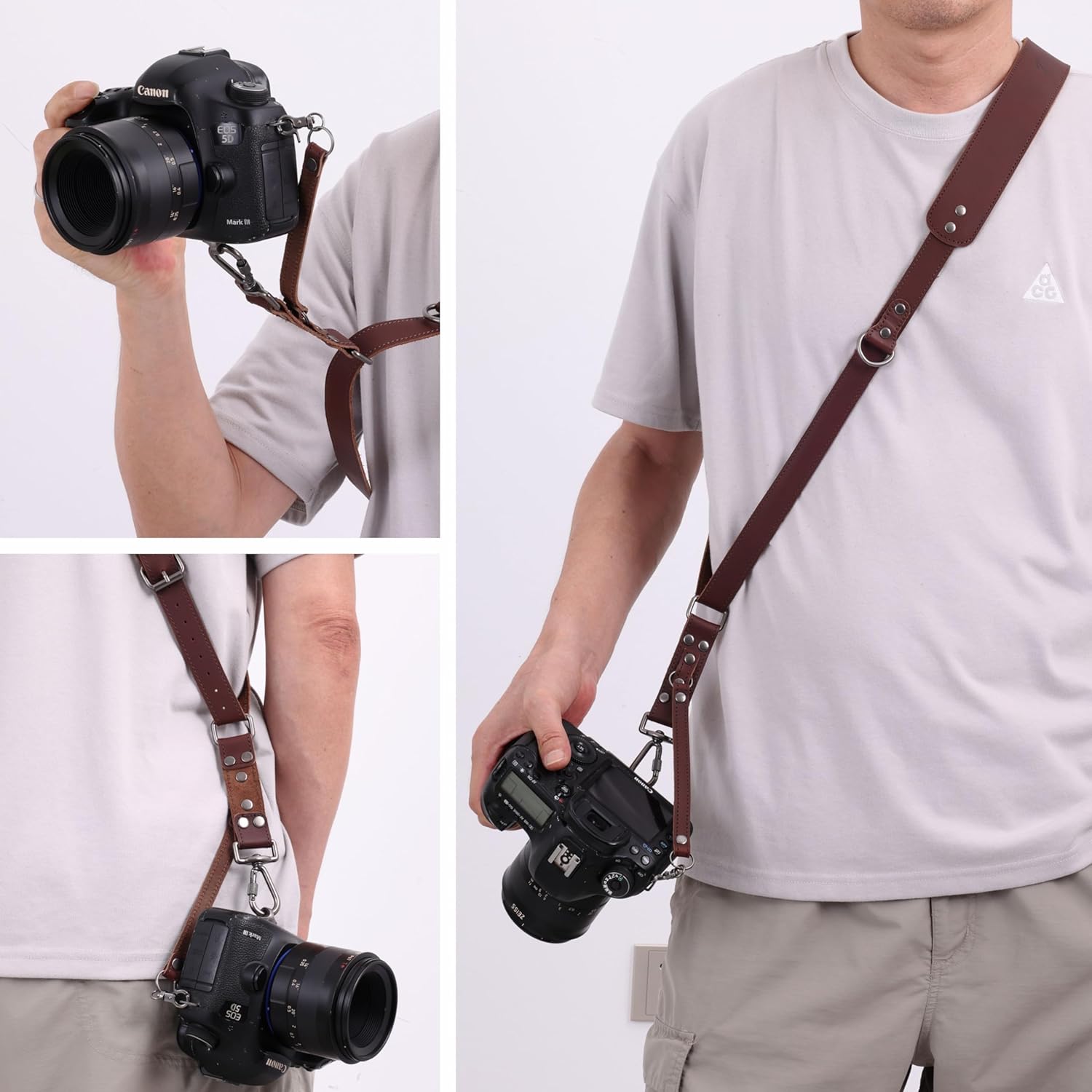 Padwa Lifestyle Dark Brown Single Camera Harness Strap for One Camera - Professional Single Full Grain Leather Cowhide Camera Harness,Quick Release Gear DSLR Camera Straps for Photographers - Image 5