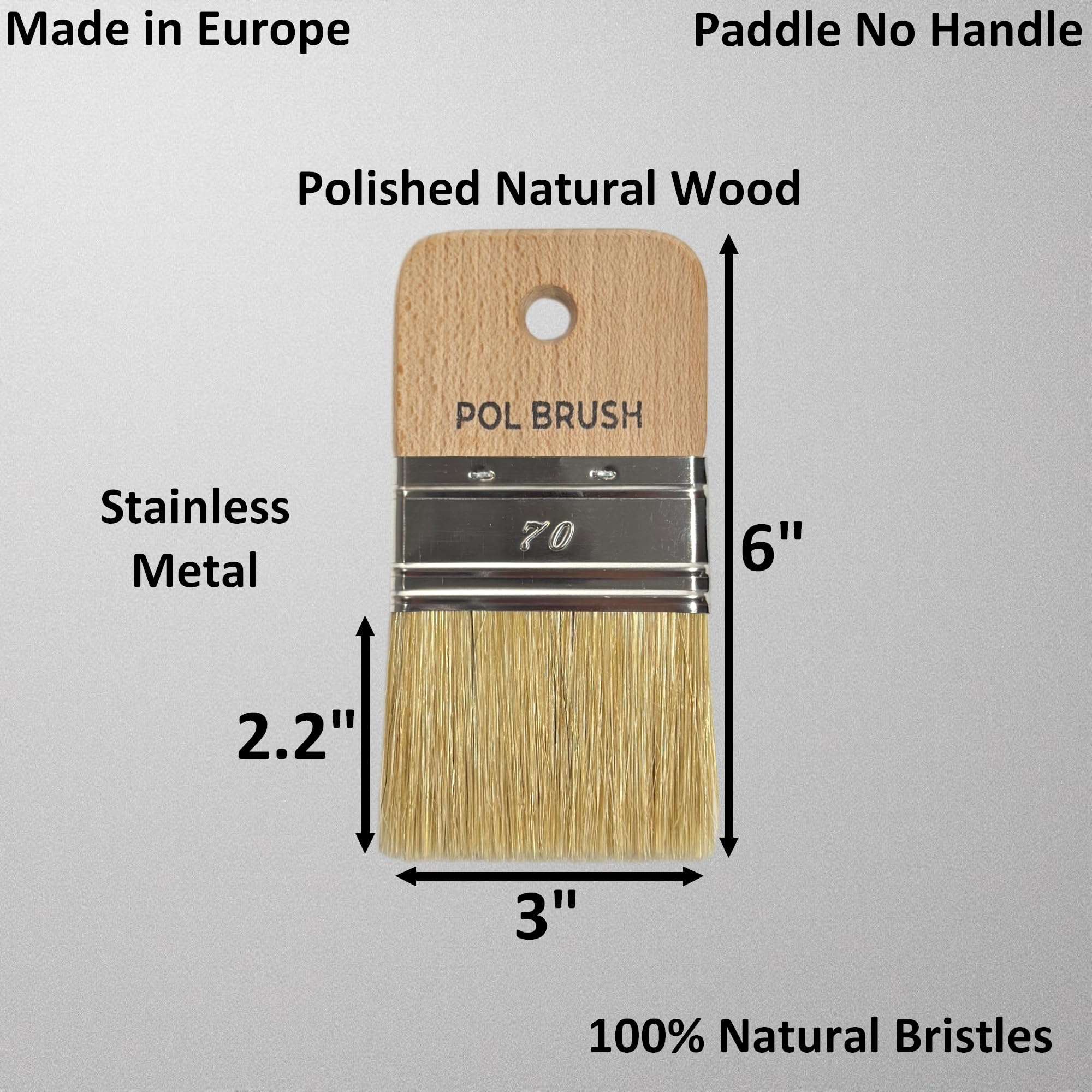 Lot de 2 pinceaux plats de 7,6 cm – Professionnel européen – Poils naturels – Pour acrylique, craie, huile, aquarelle, gouache, teinture, vernis, cire, etc. – Pour art, enfants, murs, détails, etc.