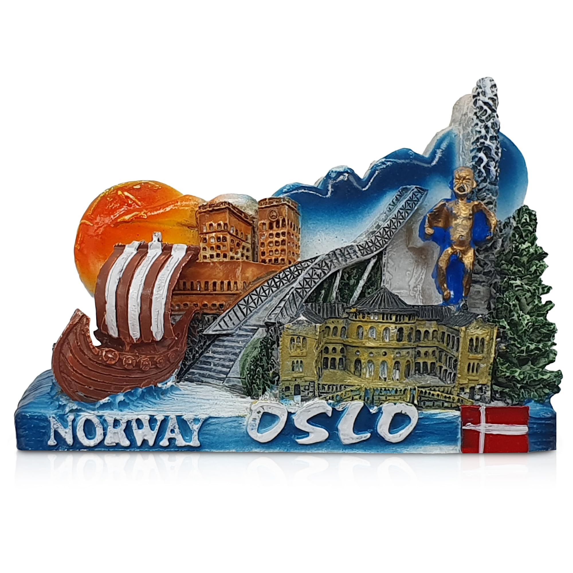 Maxi-Solutions Norway Oslo 3D Fridge Magnet Souvenir – Viking Ship, Fjords & Iconic Landmarks Decorative Refrigerator Magnet