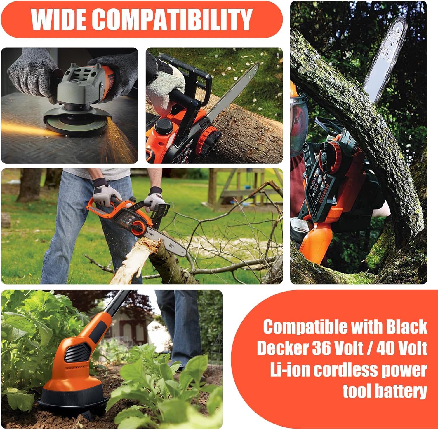 40 Volt 3.6Ah Replacement for Black and Decker 40V Battery Lithium LBX2040 LBXR36 LBXR2036 LST540 LCS1240 LBX1540 LST136W Compatible with Black Decker 40V String Trimmer Sweeper Mower Tools (1Pack)